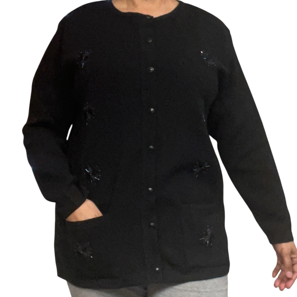 Missley Women's Button-Down Vintage Style Embellishment Cardigan Sweater Size XL